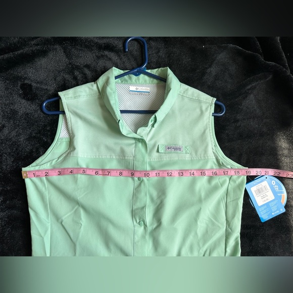 😱 NWT Columbia PFG Tamiami Sleeveless button up in Gullfoss Green size XL - Picture 9 of 11